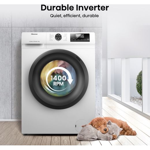Hisense 1Q Series WF1Q9041BW 9kg Washing Machine with 1400 rpm - White - Annotation - Durable inverter shot