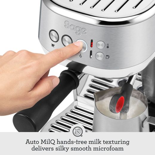 Sage The Bambino Plus Espresso Coffee Machine - Brushed Stainless Steel - Annotation - Auto MilQ shot