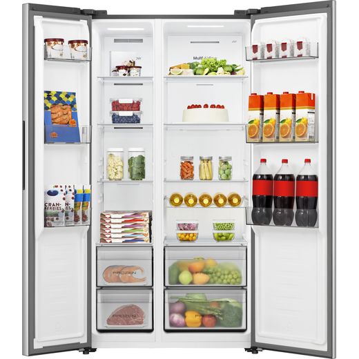 Hisense American Fridge Freezer - Stainless Steel - Doors open