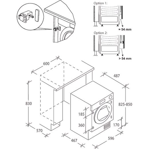 Haier Series 4 HDB4H7A2TBERX80 Integrated 7Kg Heat Pump Tumble Dryer - Anthracite - Annotation - Dimension shot