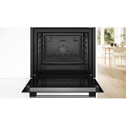 Bosch Series 4 Built In Electric Single Oven - Stainless Steel - Front with oven open shot