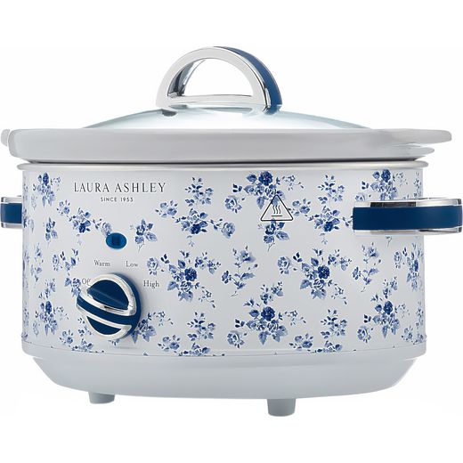 Laura Ashley VQSLWC3LLACR 3.5 Litre Slow Cooker - China Blue - Left perspective shot