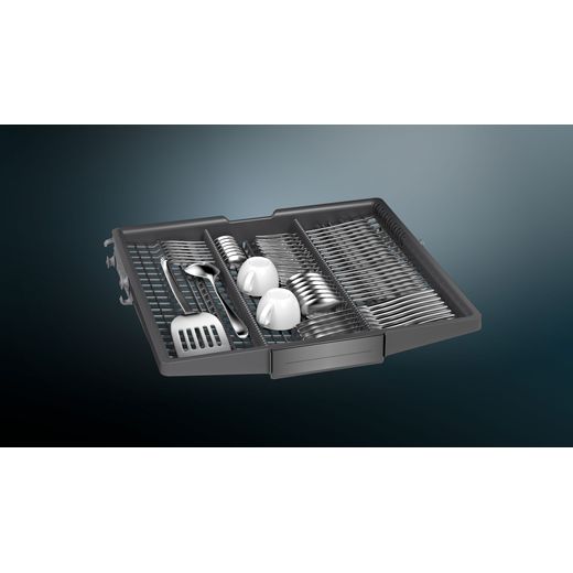 Siemens IQ-500 Fully Integrated Standard Dishwasher - Black with Fixed Door Fixing Kit - Cutlery tray shot