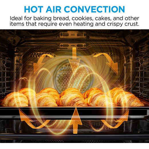 Midea MBOD50M3AD0-SS Built In Electric Single Oven - Stainless Steel - Annotation - Hot air convection