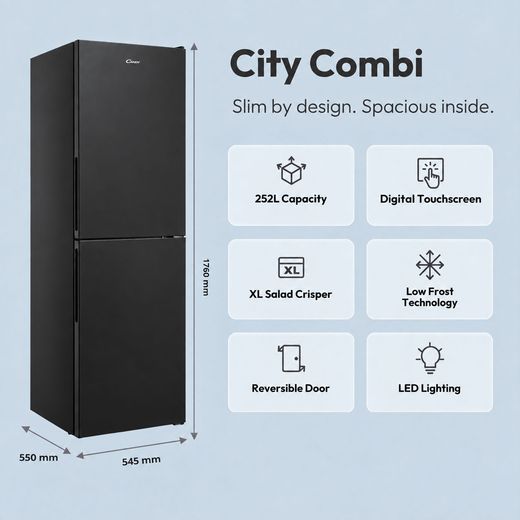 Candy CCT3L517EBK-1 176cm 50/50 Fridge Freezer - Black - Annotation - feature shot
