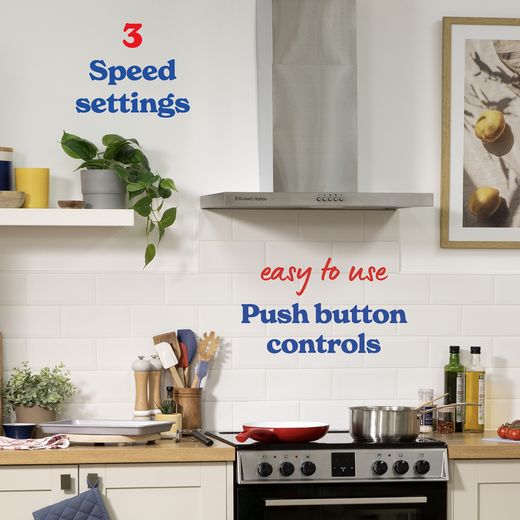 Russell Hobbs RHTCH600B1SS 60cm Chimney Cooker Hood - Stainless Steel - Annotation - 3 speed settings