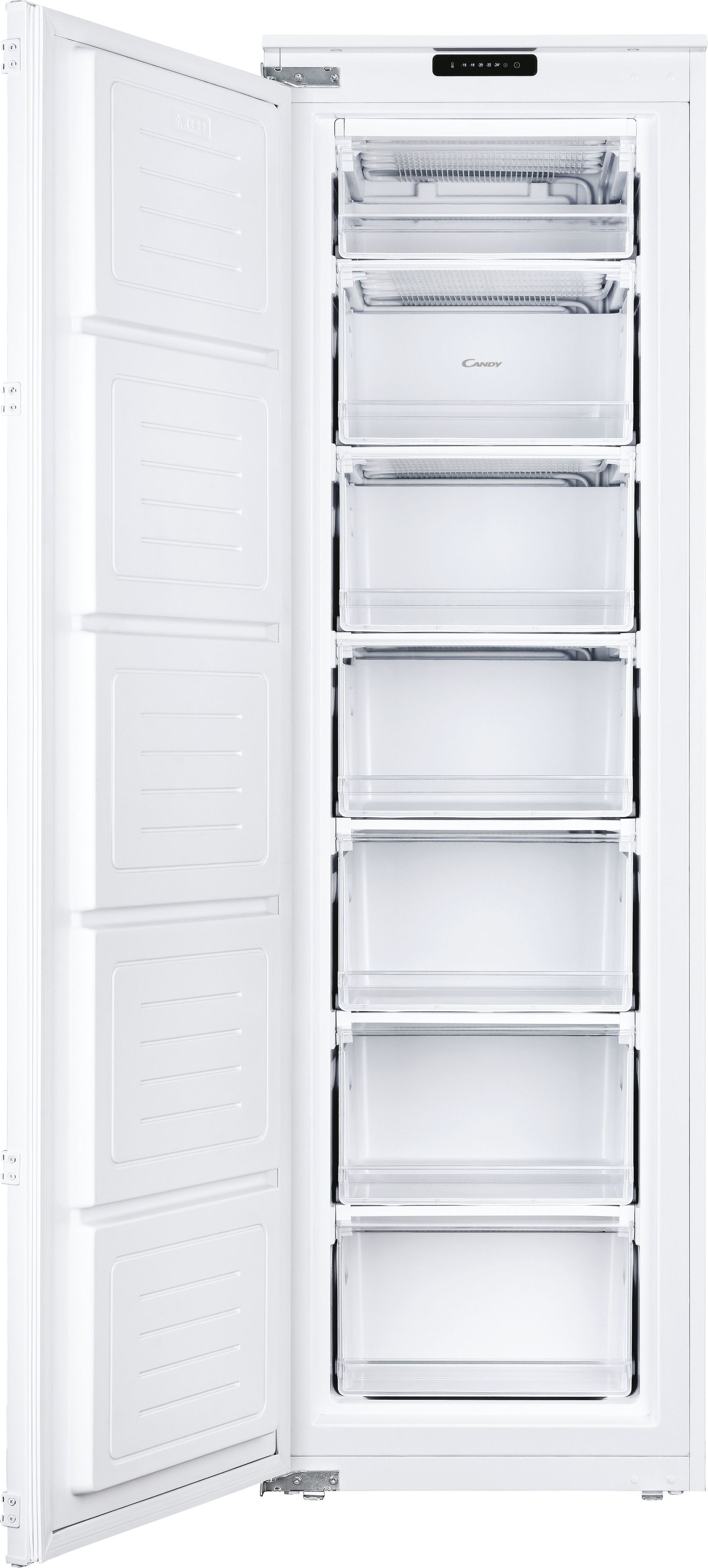 Image of Candy CUS518EWK Integrated 177cm Upright Freezer with Sliding Door Hinge Kit - E Rated, White