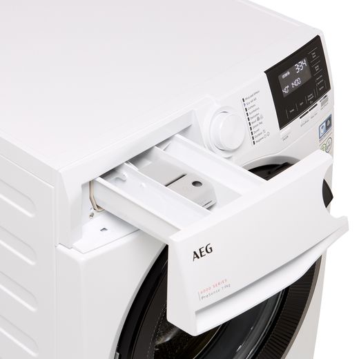 AEG ProSense® Technology LFR61944B 9kg Washing Machine with 1400 rpm - White - Close up detergent tray shot