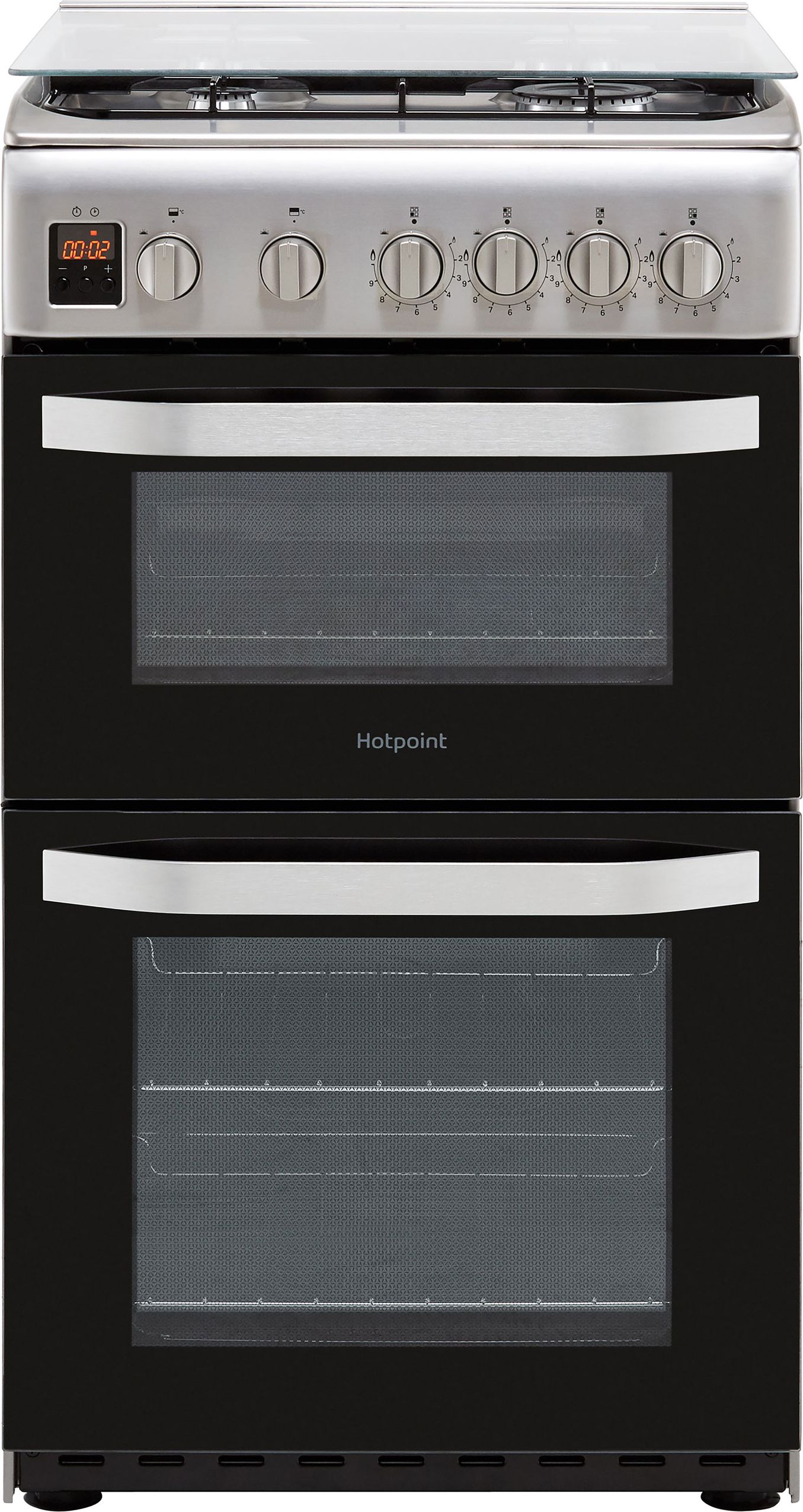 Hotpoint Cloe HD5G00CCX 50cm Freestanding Gas Cooker with Full Width Gas Grill - Stainless Steel - A Rated, Stainless Steel