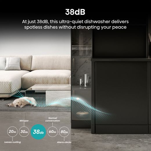 Hisense Integrated Standard Dishwasher - Black - Annotation - 38dB