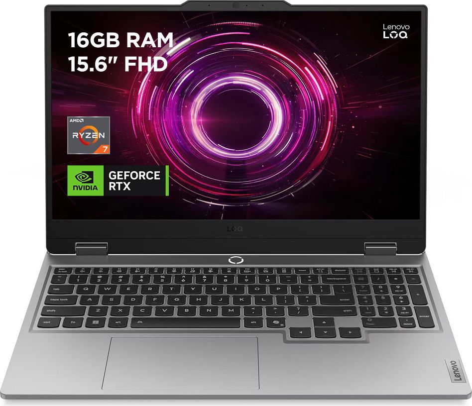 Lenovo LOQ 15 Gaming Laptop - AMD Ryzen 7 - 16GB RAM - 1TB SSD - NVIDIA GeForce RTX 3050 - Grey