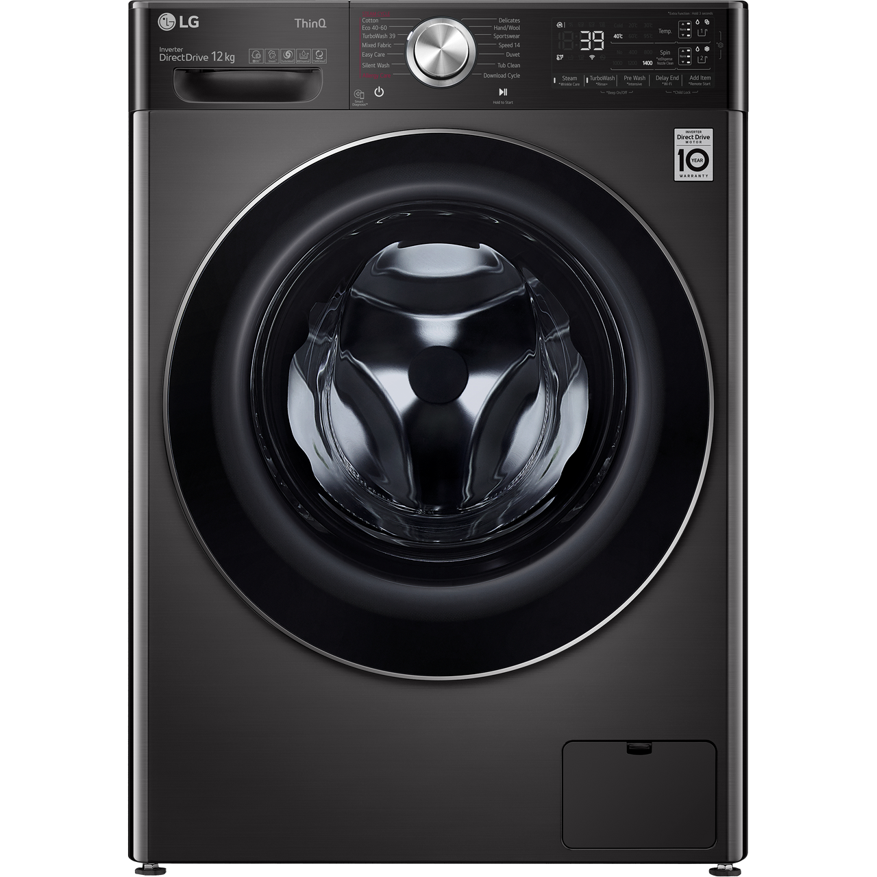 F4V1112BTSA | LG Washing Machine | Black Steel | ao.com