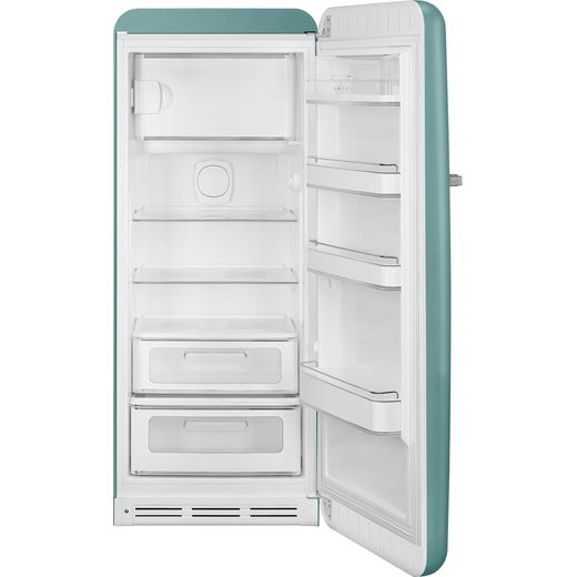 Smeg Right Hand Hinge FAB28RDEG6 153cm High Small Fridge with Ice Box - Emerald Green - Door open