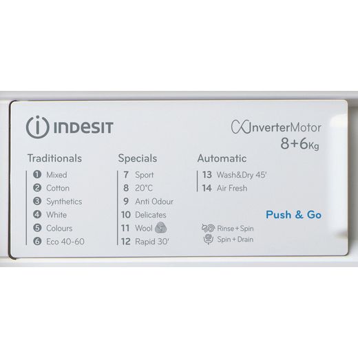 Indesit Integrated / Washer Dryer - White - Close up of setting shot