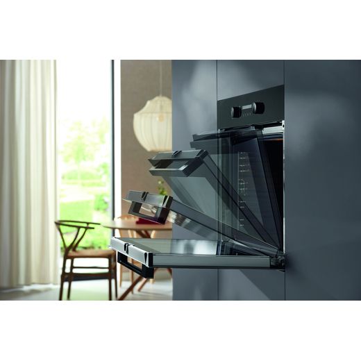 Miele H 2861 B Wifi Connected Built In Electric Single Oven - Black - Oven with door opening shot