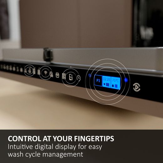 Haier Integrated Standard Dishwasher - Black Bezel - annotation - control at finger tips shot