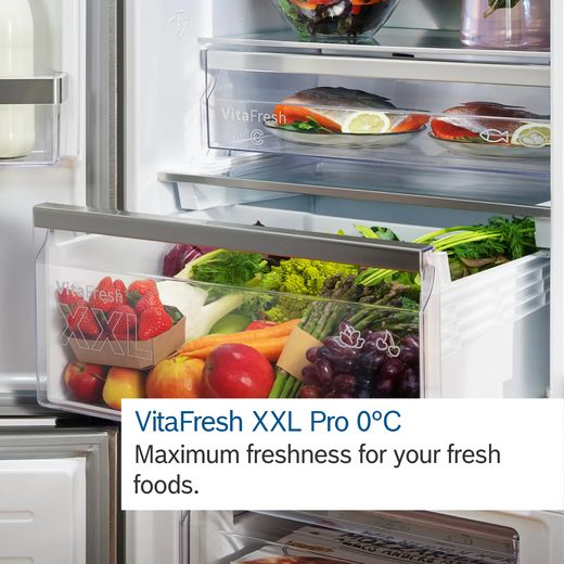 Bosch Fridge Freezer - Stainless Steel Effect - Annotation - VitaFresh XXL Pro 0°C