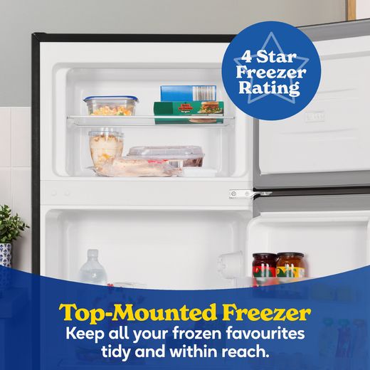 Russell Hobbs RH143TMFF542E1B 143cm 80/20 Small Fridge Freezer - Black - Annotation - top mounted shot