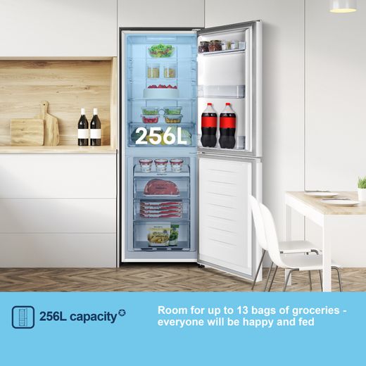 Fridgemaster MC55251D 182cm 50/50 No Frost Fridge Freezer - White - Annotation - 256L capacity