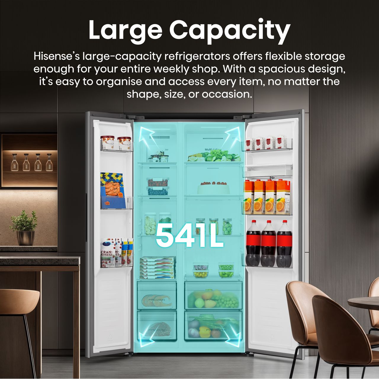 Hisense 541L American Fridge Freezer | RS3P558NMID | ao.com