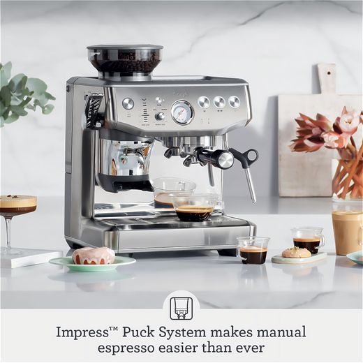 Sage The Barista Express Impress Espresso Coffee Machine - Stainless Steel - Annotation - Impress puck system shot