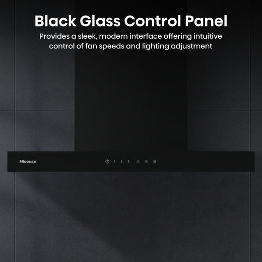 Hisense CH6T14BBUK 60cm Chimney Cooker Hood - Black - Annotation - Black glass control panel