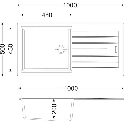 Harlyn Daymer 1.0 Kitchen Sink - White - Annotation - Dimension shot