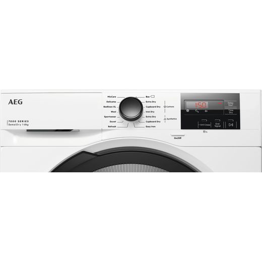 AEG 7000 SENSIDRY® TR718AE4B 8Kg Heat Pump Tumble Dryer - White - Control panel shot