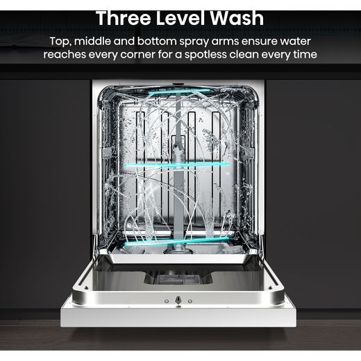 Hisense Standard Dishwasher - White - Annotation - three level wash shot
