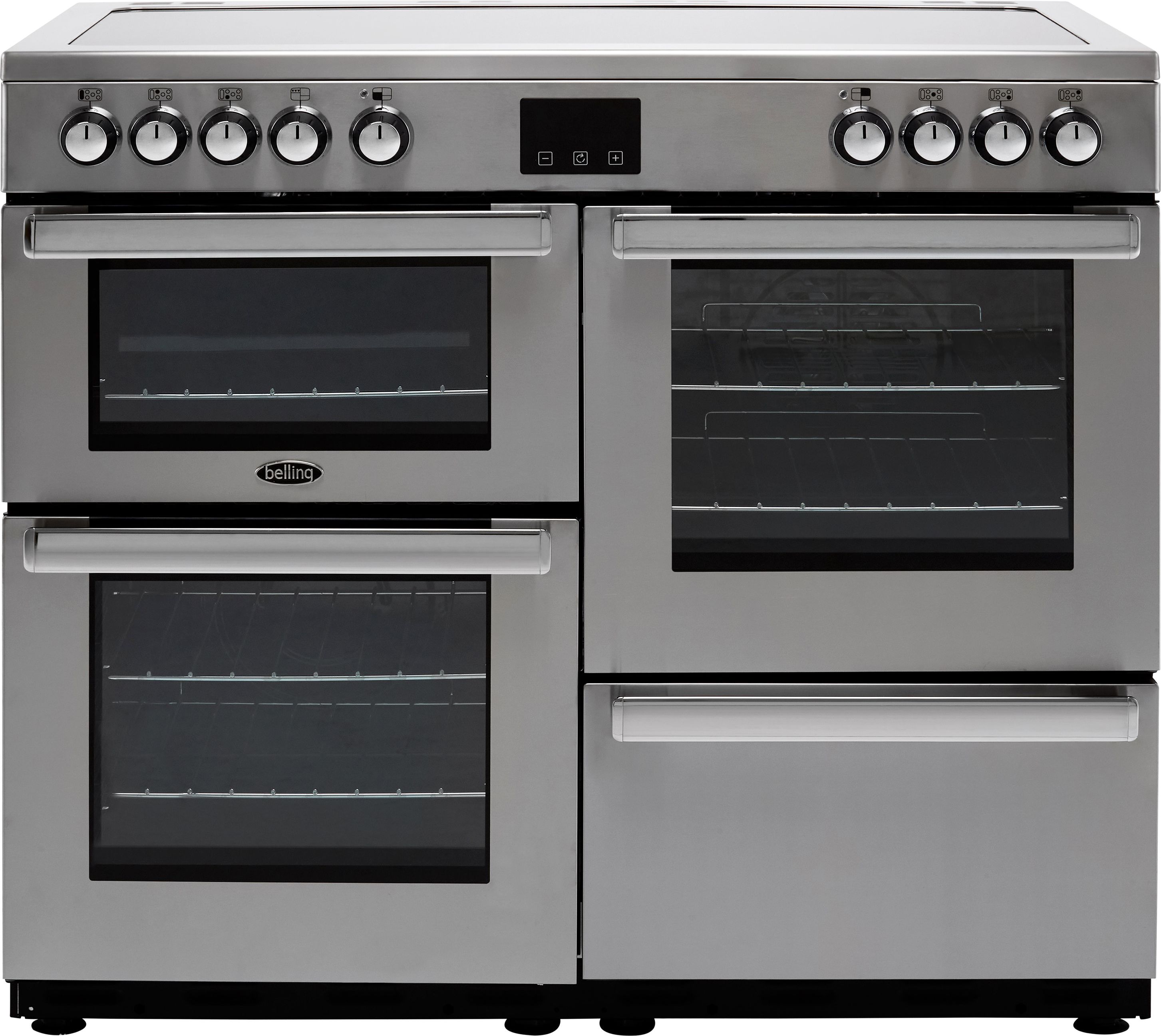 Belling Cookcentre100E Prof 100cm Electric Range Cooker with Ceramic Hob - Stainless Steel - A/A Rated, Stainless Steel