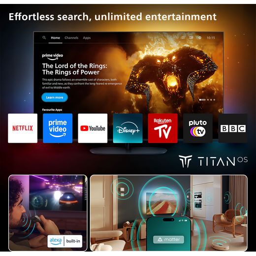 Philips 8500 Series 55" 4K Ultra HD QLED Smart Ambilight TV - Annotation -  Entertainment shot