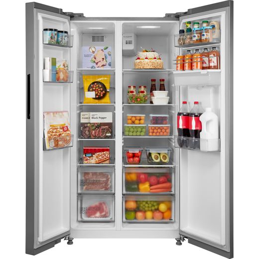 Midea American Fridge Freezer - Stainless Steel - Front with door open shot