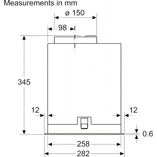 Bosch Series 6 Cooker Hood - Black - Annotation - Dimension shot