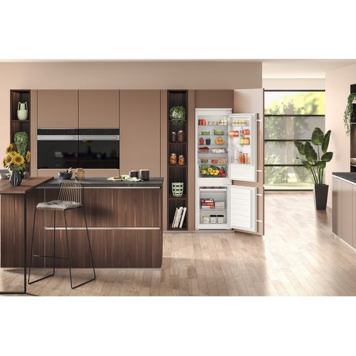 Hotpoint Integrated Fridge Freezer - White - Fridge freezer in kitchen shot