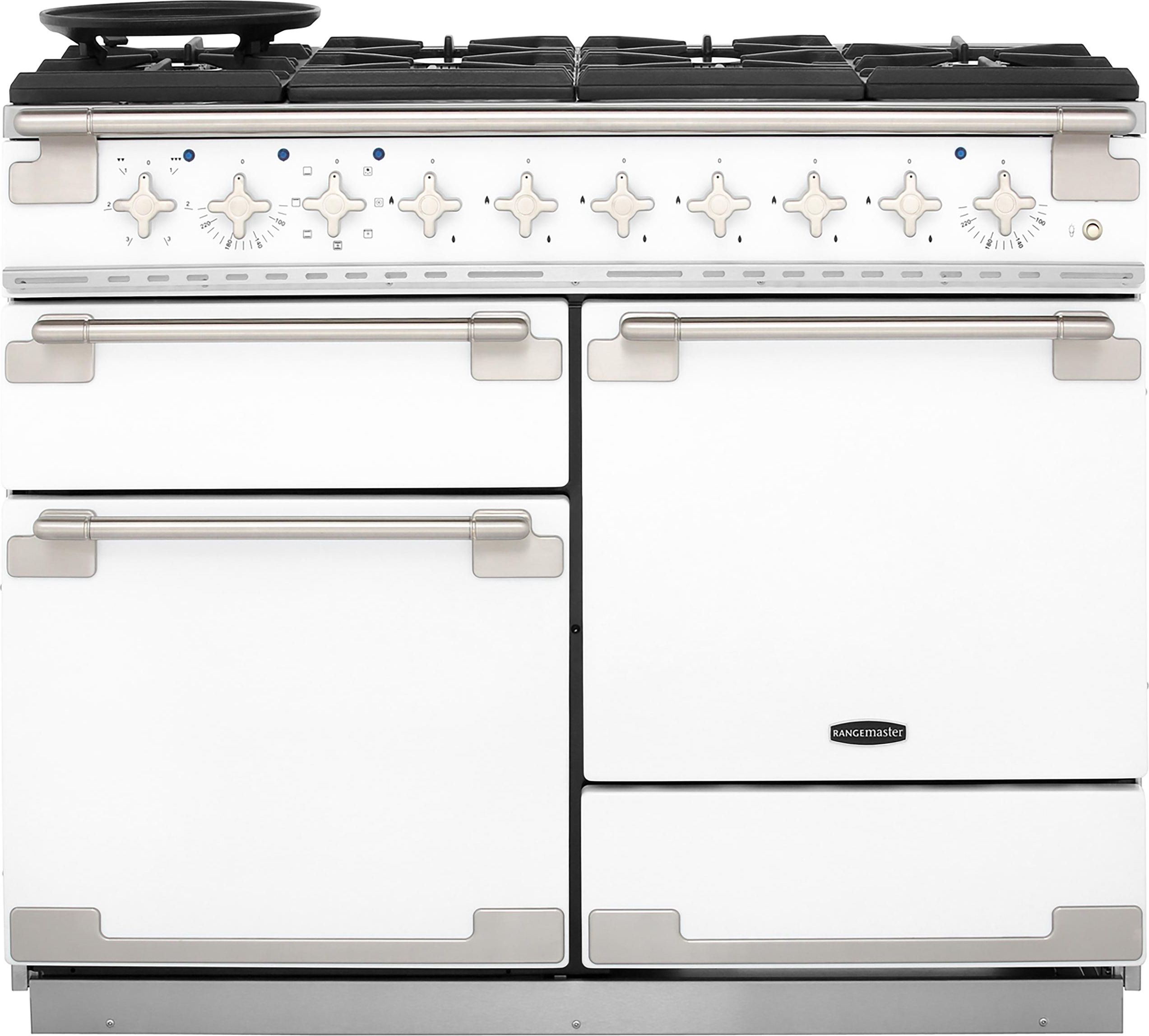 Image of Rangemaster Elise ELS110DFFWH 110cm wide Dual Fuel Range Cooker with Gas Hob - White - A/A Rated, White