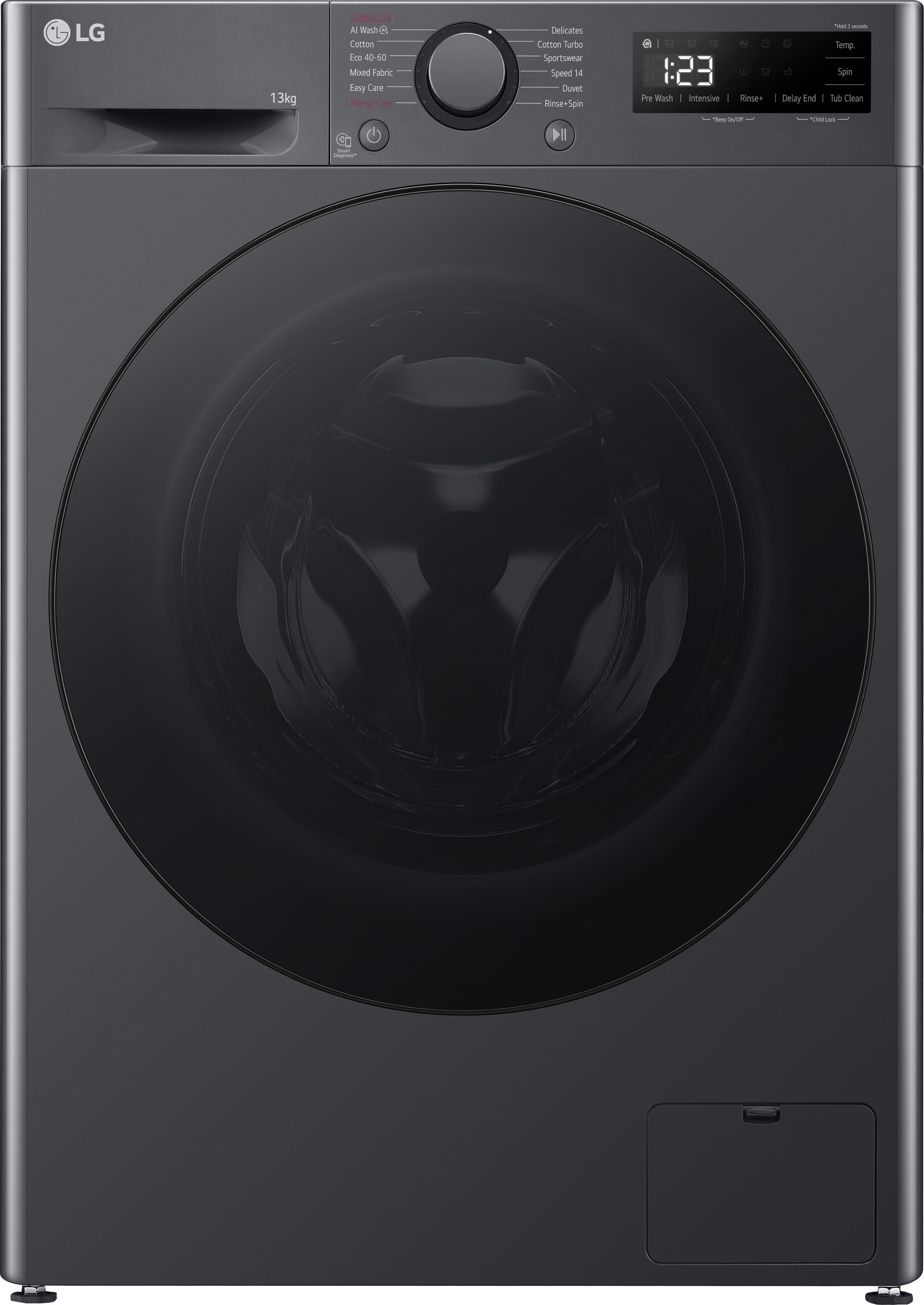 LG F4Y513GBLN1 13kg Washing Machine - 1400 RPM - Slate Grey