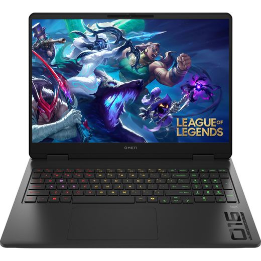 HP OMEN 16-ap0301na 16" Gaming Laptop - NVIDIA® GeForce® RTX™ 5070, AMD Ryzen™ 9, 1TB SSD - With HyperX Pulsefire Haste 2 Core - Gaming Mouse, HyperX Cloud Jet - Wireless Gaming Headset - Black - Front shot