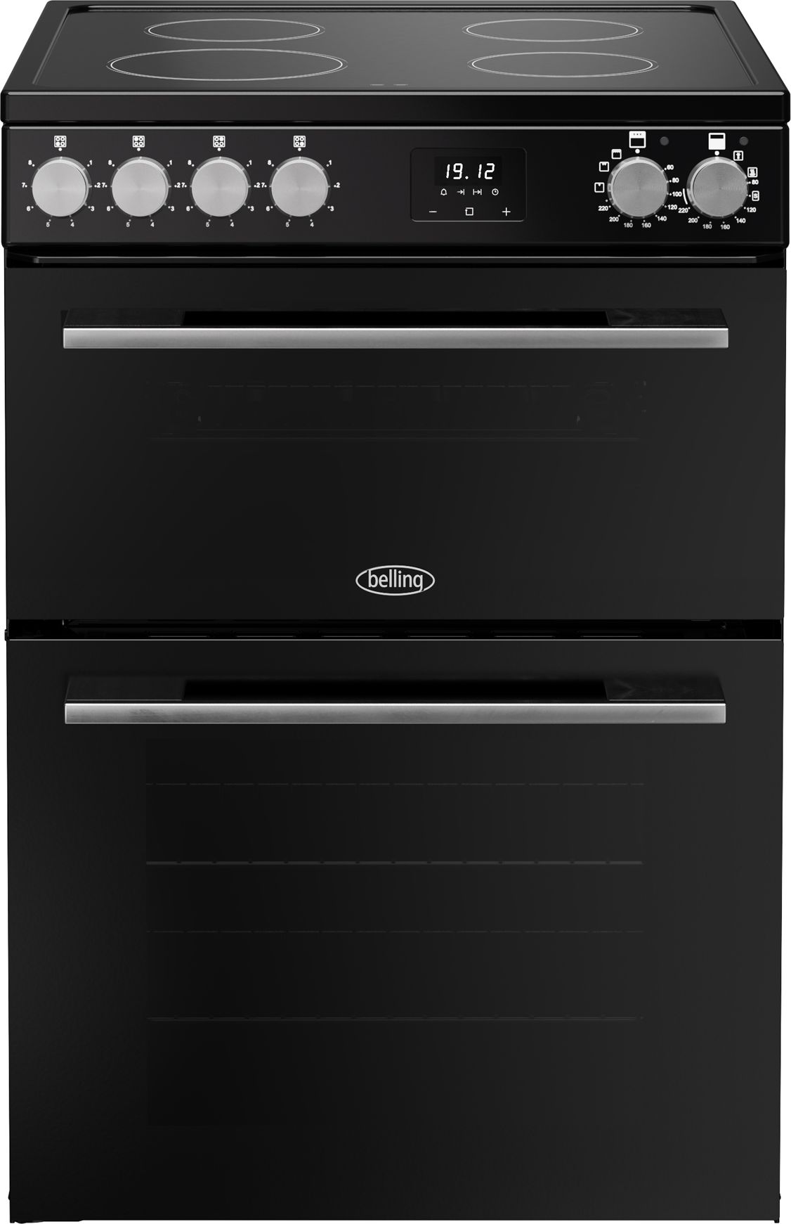 Image of Belling 60cm wide Double Oven BEL FSA VISION 60E Electric Cooker with Ceramic Hob - Black / Silver Steel - A Rated, Silver