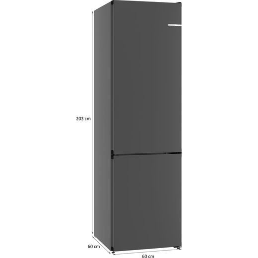 Bosch Series 4 60/40 Frost Free Fridge Freezer - Cast Iron - Annotation - Dimensions shot