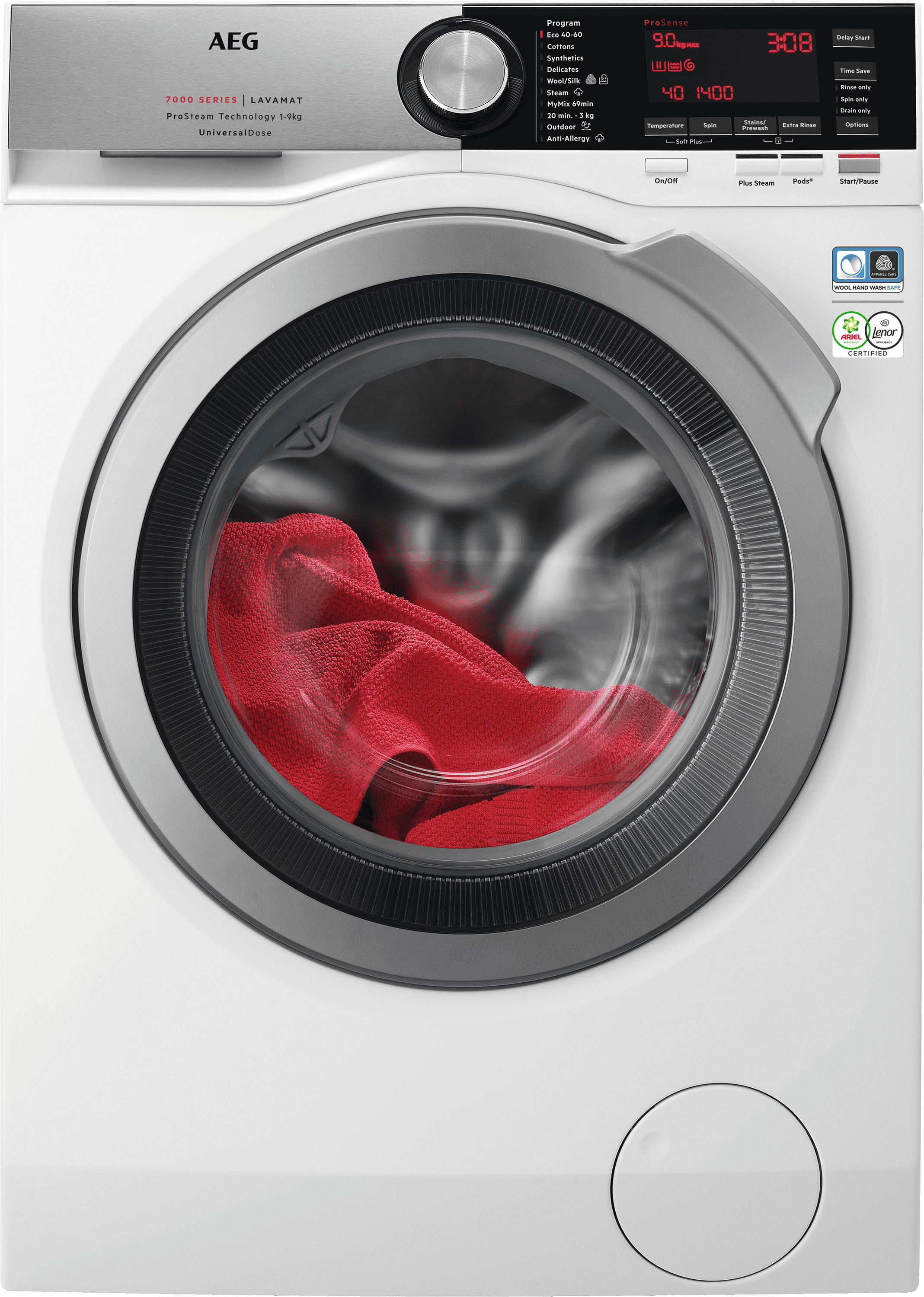 AEG UniversalDose L7FEC946U 9kg Washing Machine with 1400 rpm - White - A Rated, White