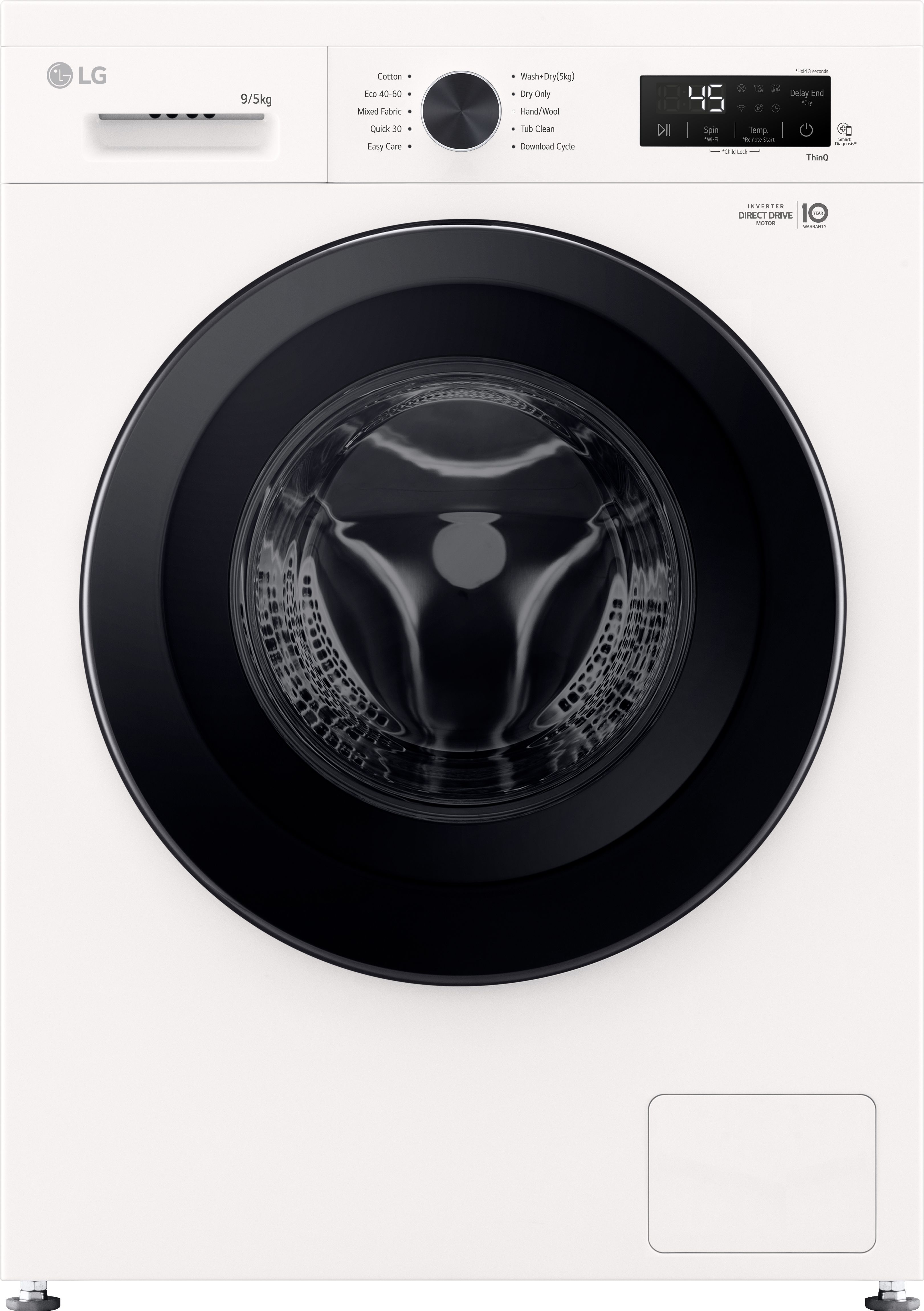 Image of LG X10 Series Direct Drive™ W4X1095NWK Wifi Connected 9Kg/5Kg Washer Dryer with 1400 rpm - White - E Rated [Wash&Dry], A Rated [Wash Only], White