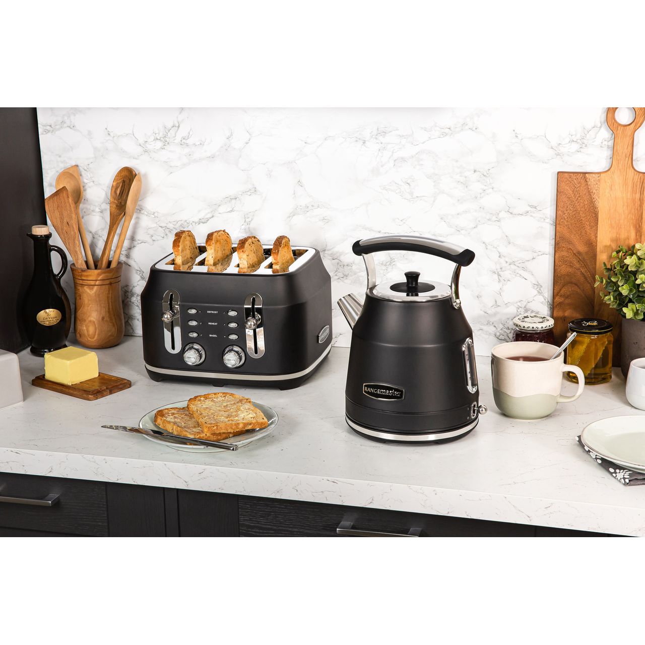 rangemaster kettle and toaster black