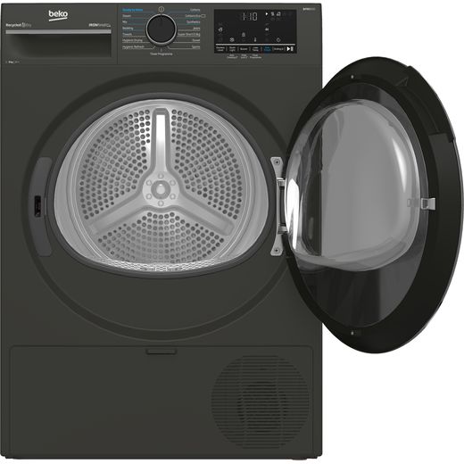 Beko bPRO 500 B5T49231IG 9Kg Heat Pump Tumble Dryer - Anthracite - Front with door open shot