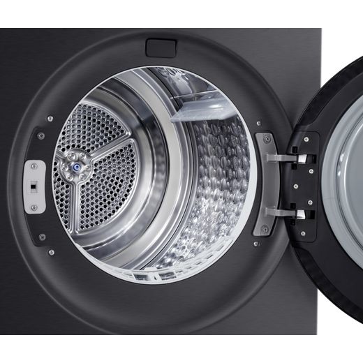 LG VX70 Series AI Dry RHX7010TBB Wifi Connected 10Kg Heat Pump Tumble Dryer - Black - Drum closeup