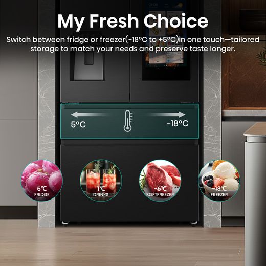 Hisense PureFlat Eclipse American Fridge Freezer - Black - Annotation - My Fresh Choice