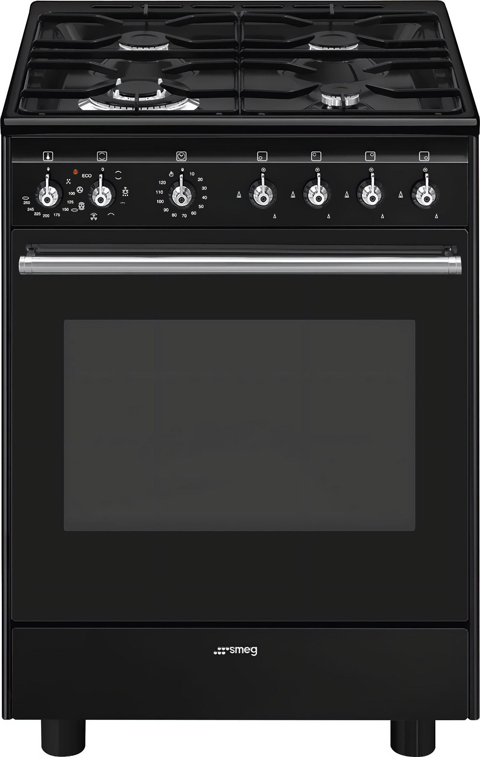 Image of Smeg Concert CX61GMBL Single Oven Dual Fuel Cooker - Black - A Rated, Black