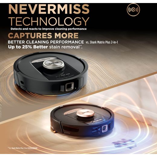 Shark PowerDetect NeverTouch Pro 2-in-1 Robotic Vacuum Cleaner - Black - Annotation - NeverMiss technology