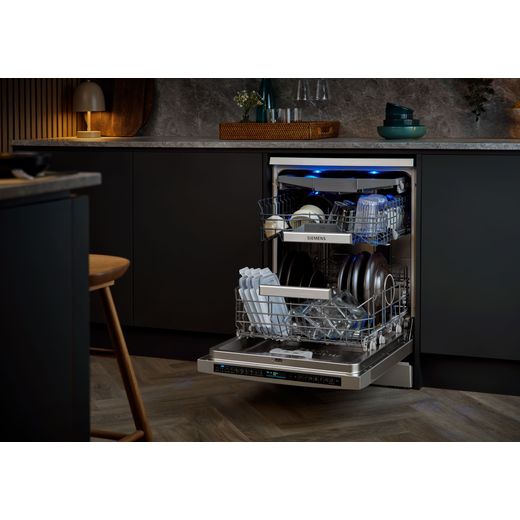Siemens IQ-700 Standard Dishwasher - Brushed Steel - dishwasher with door open shot
