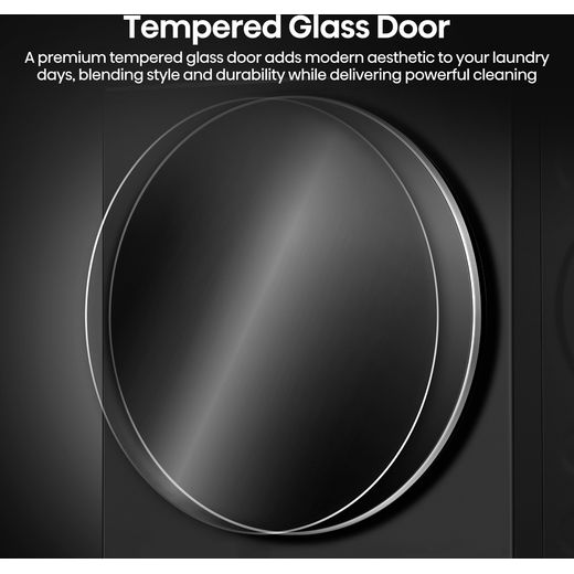 Hisense KitchenFit 7i Series WF7I1248BBR 12kg WiFi Connected Washing Machine with 1400 rpm - Black - annotation - tempered glass door