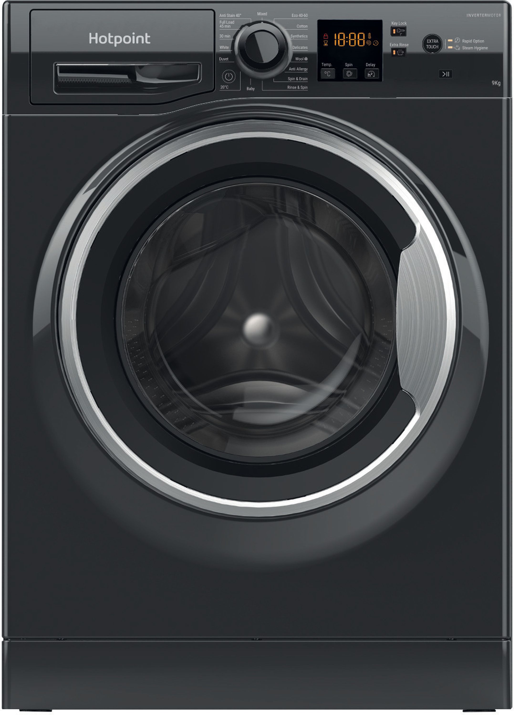 Hotpoint NSWM945CBSUKN 9kg Washing Machine with 1400 rpm - Black - B Rated, Black